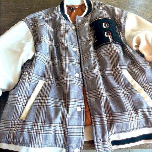 H & M brown pattern bomber jacket - Picture 1 of 7